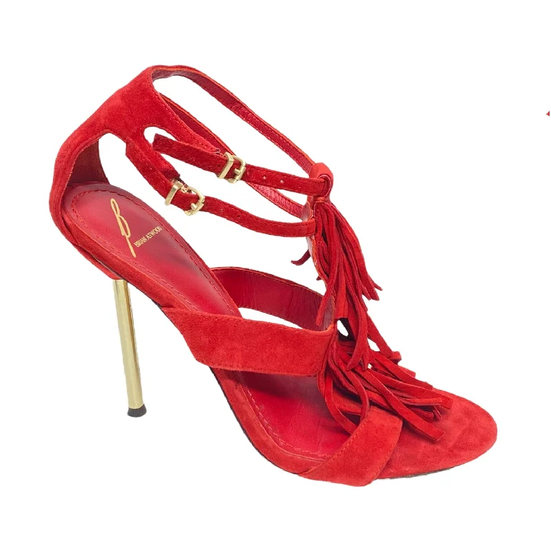 premium high heels flair-Shoes Heels Stiletto By Brian Atwood In Red, Size: 8