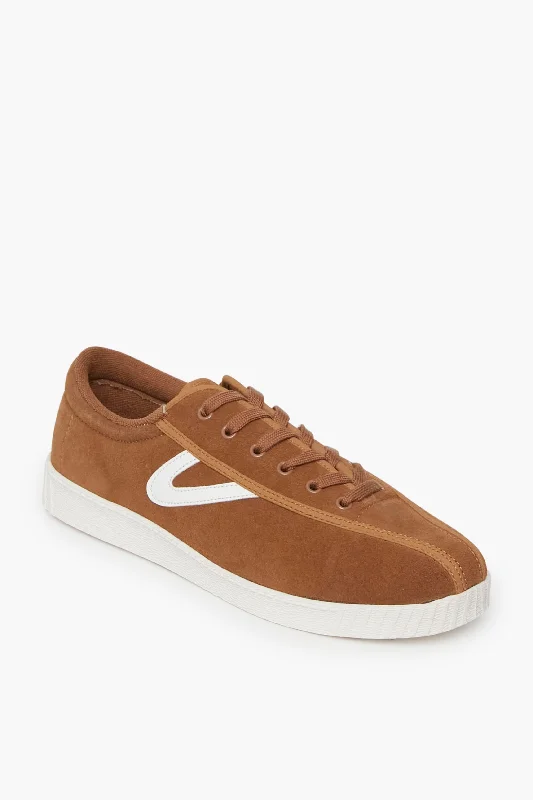 Athletic shoes with thick paddingTan Nylite Suede Sneakers