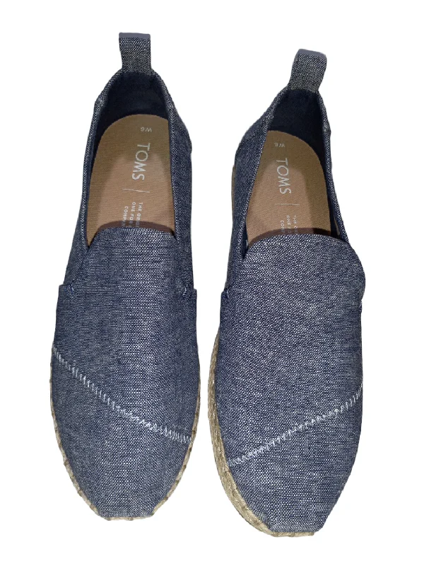 budget flats with charm-Blue Denim Shoes Flats Toms, Size 6