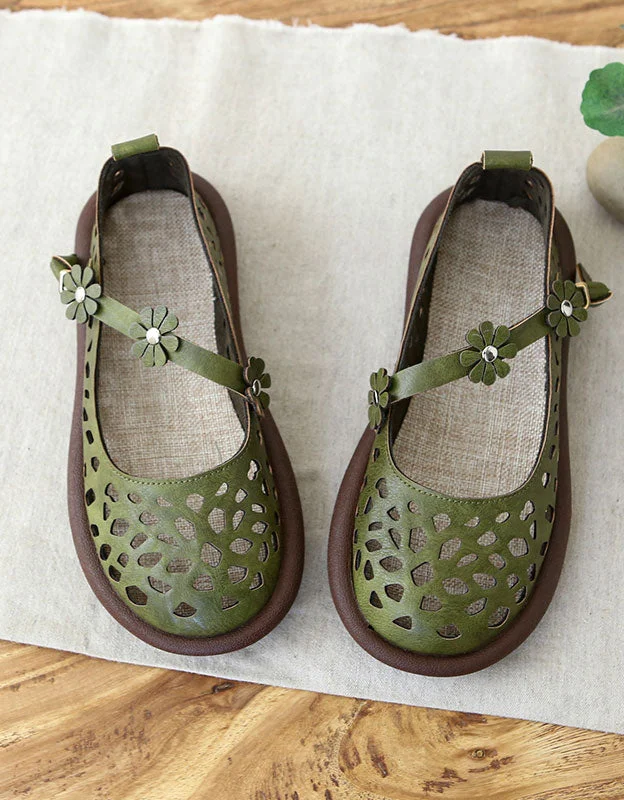 sandals with modern patterns-Comfortable Wide Toe Sloping Buckle Flat Sandals