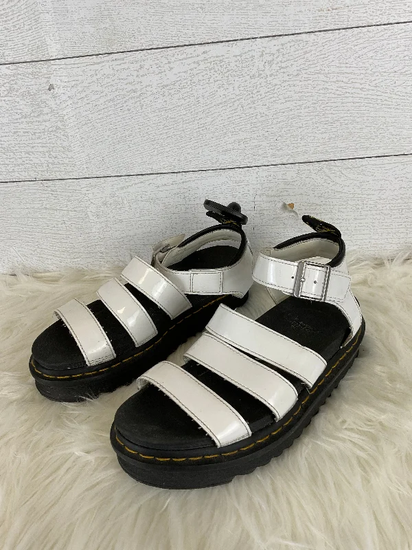 modern sandals with grip-White Sandals Designer Dr Martens, Size 7