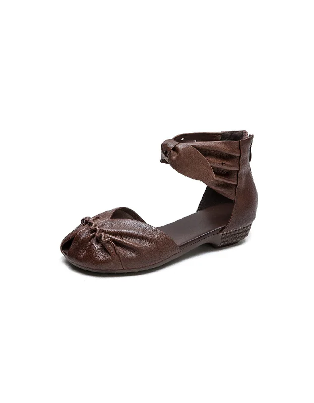 sandals near shoe markets-Ankle Bowknot Fish Toe Breathable Retro Flat Sandals