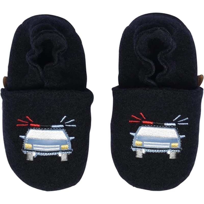 coral slippers for fun-MELTON Wool Slippers Police Car Marine