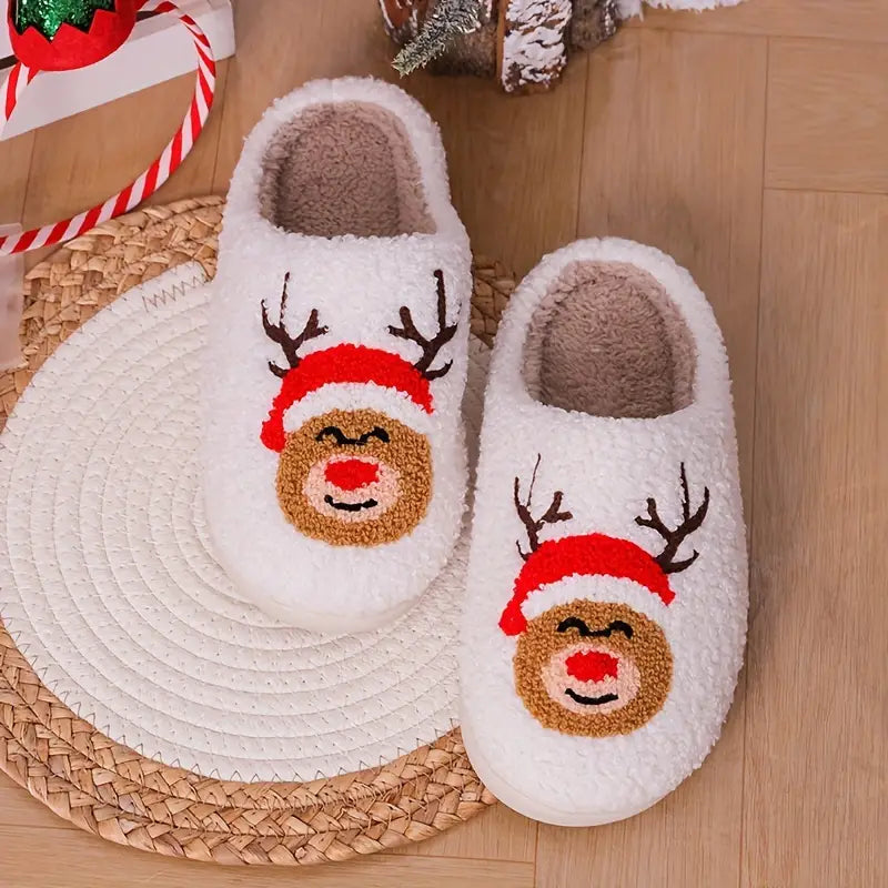 purple slippers for bold style-Reindeer Slippers