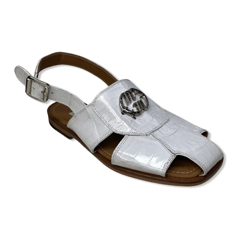 lightweight sandals for women-Mauri 5071 White Baby Crocodile Sandals