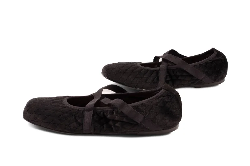 Ballet Flat Shoes In Black Velvet