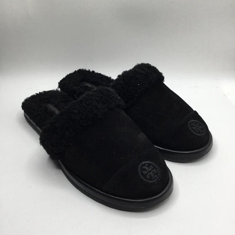 gold slippers for luxury-Slippers By Tory Burch In Black, size 8.5