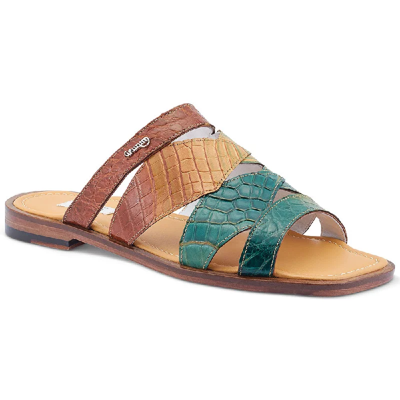 new sandals with trends-Mauri 1492/2 Fiji Alligator Sandals Dune / Country Green / Gold