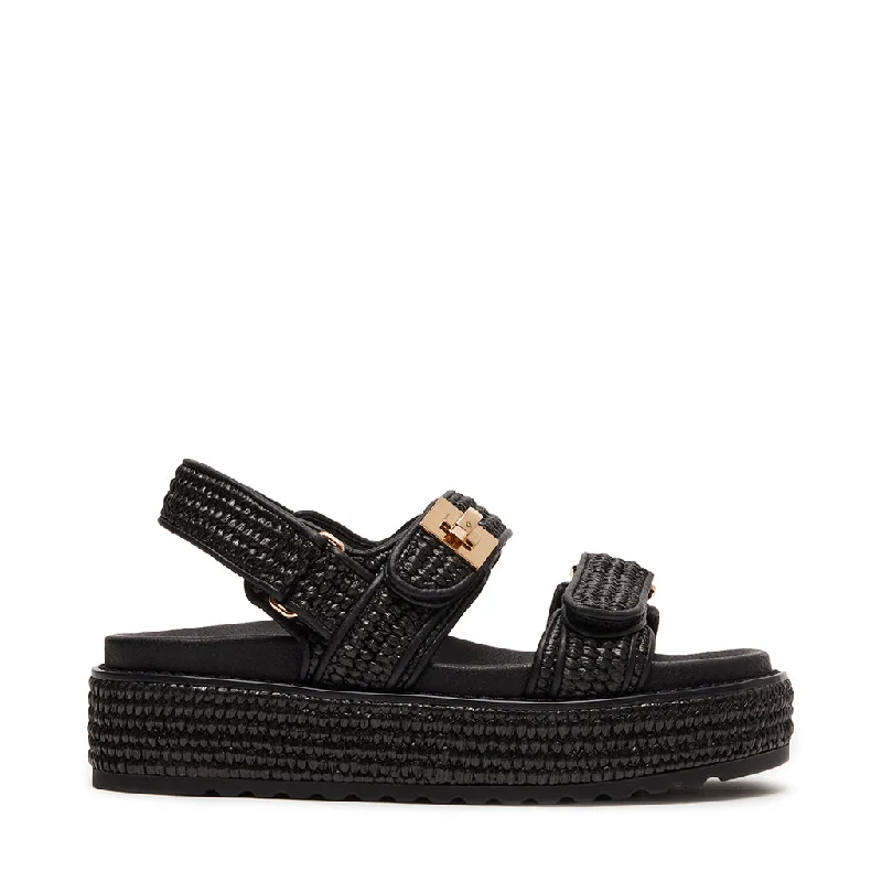 modern sandals with grip-Bigmona Sandal BLK RAFFIA