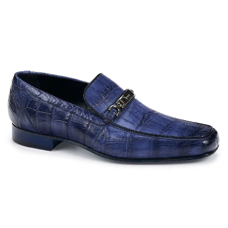 Loafers with synthetic leatherMauri Designer Shoes Exotic Skin Men's Baby Alligator Wonder Blue Loafers 4894 (MA4916)