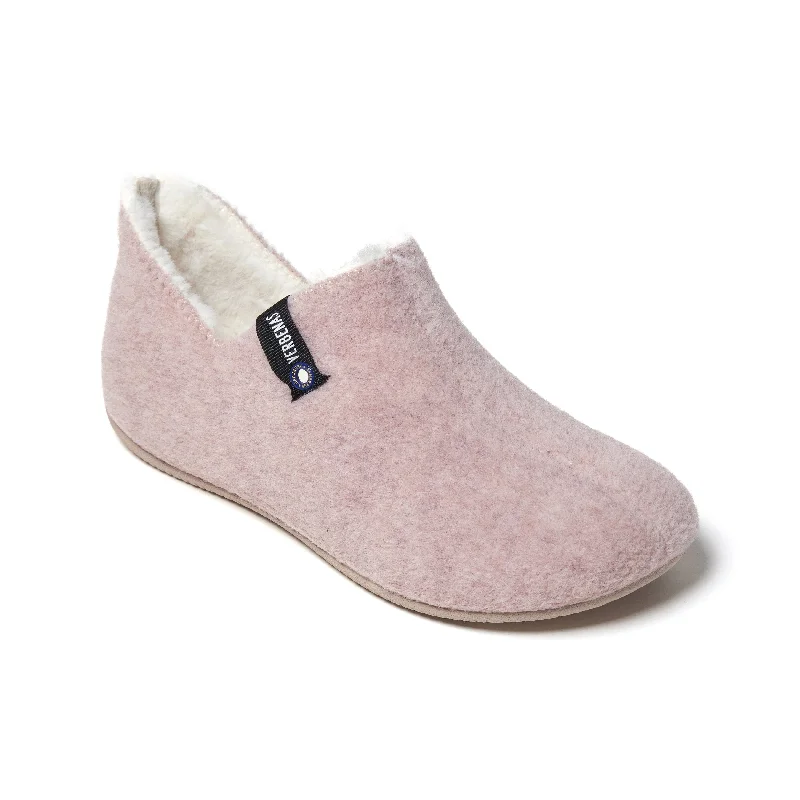 vegan slippers green choice-VERBENAS Pink Felt Slippers YOI