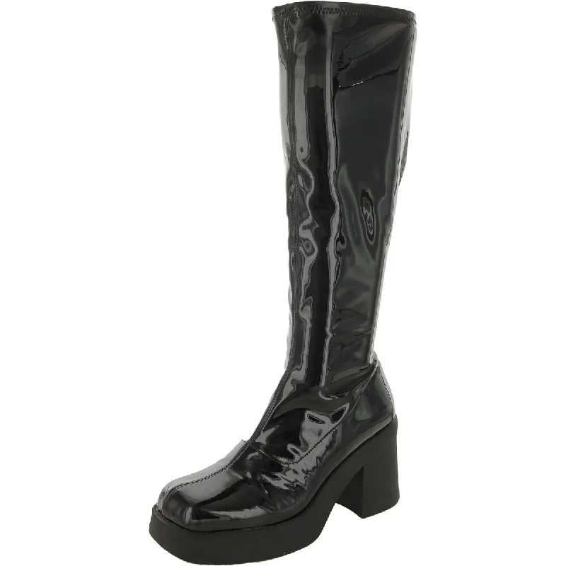 Boots for combat style-Steve Madden Womens Klarisa Patent Tall Knee-High Boots