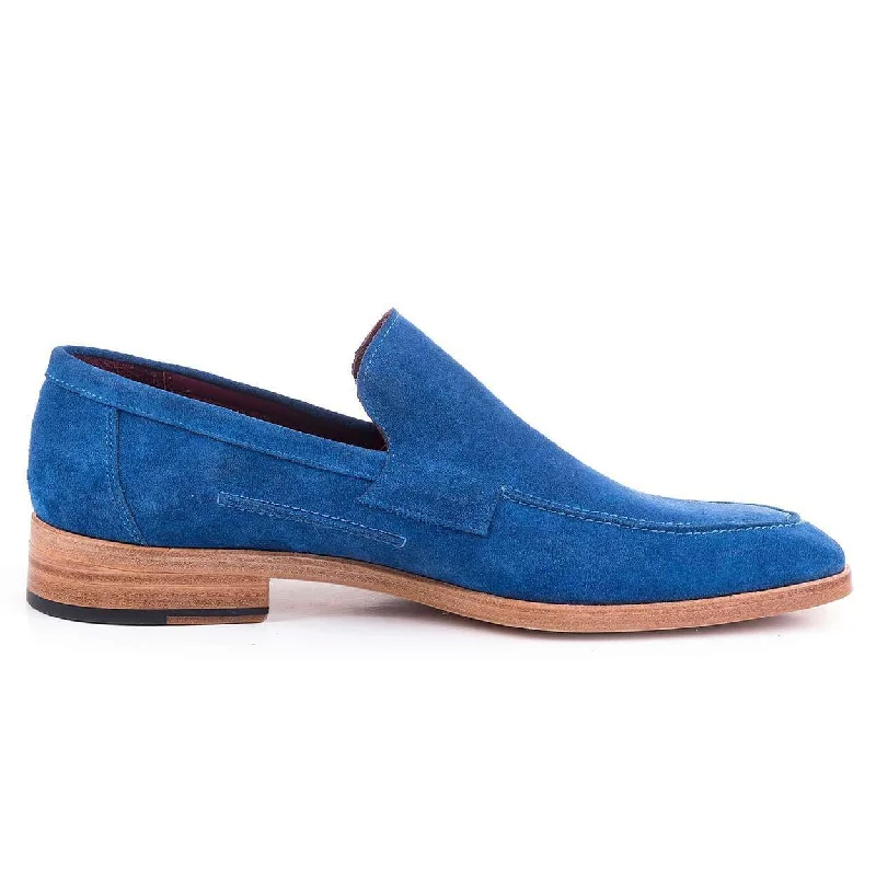 Loafers for smooth walksMaglieriapelle Men's Designer Shoes Blue Alacati Suede Leather Loafers (MGS1168)