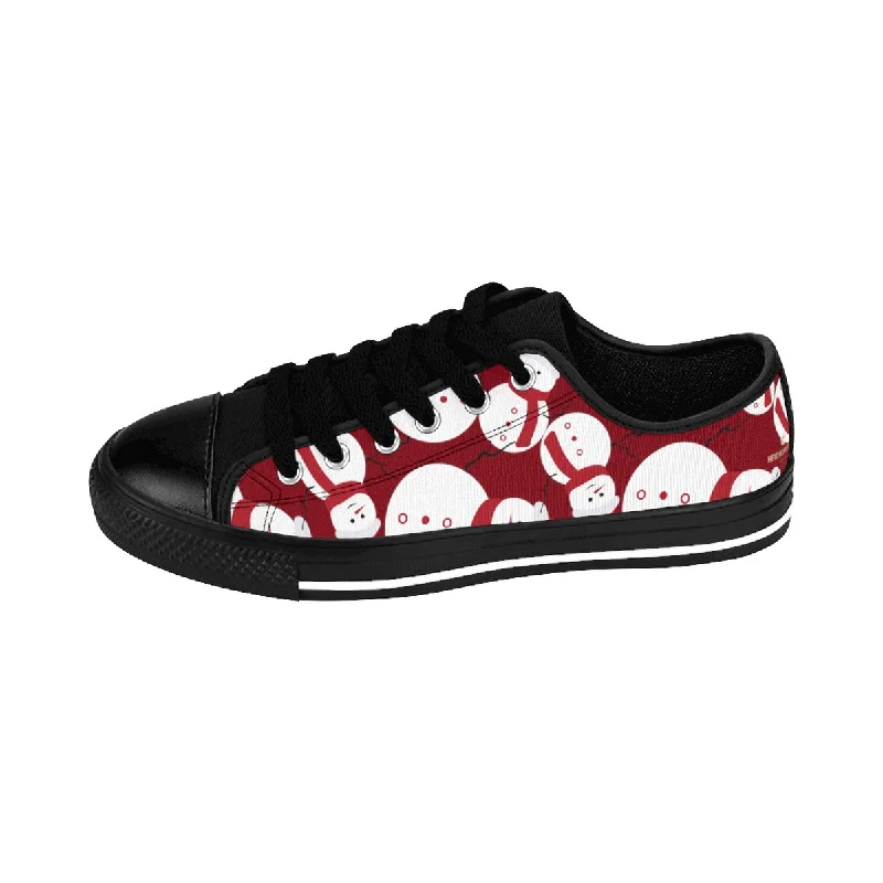 High-performance athletic shoes for athletesBurgundy Christmas Men's Sneakers, Red Snowman Christmas Print Low Top Sneaker Shoes