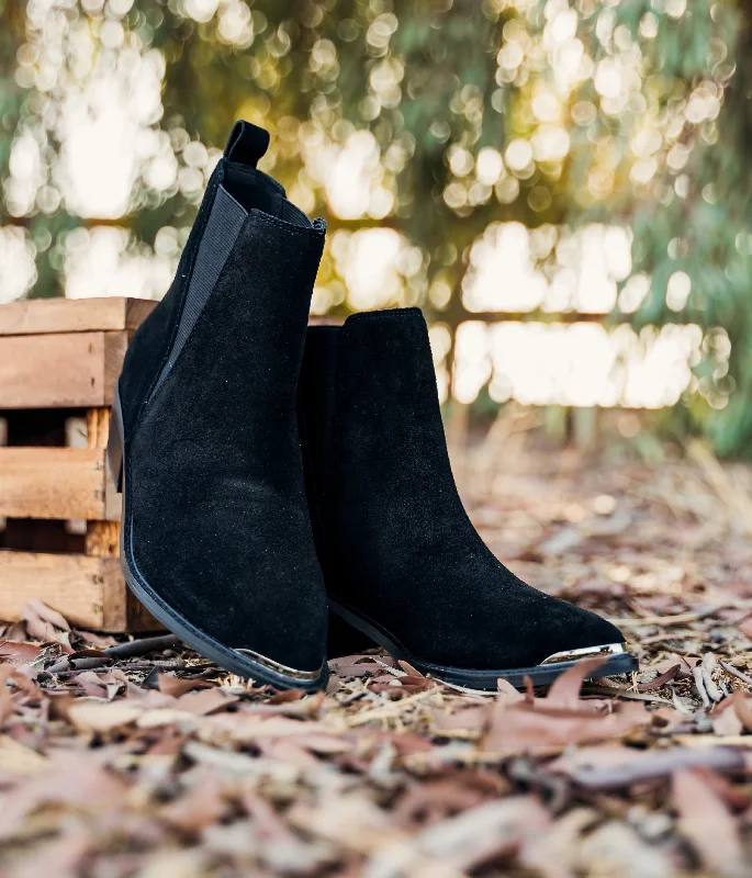 Boots in rich teal-Wylie Suede Ankle Boot in Black