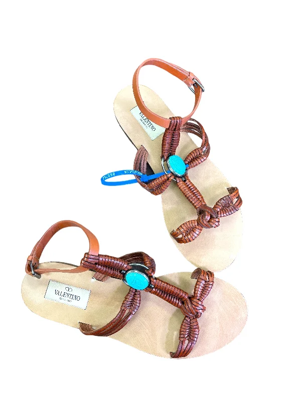 sandals with crisscross straps-Sandals Luxury Designer By Valentino  Size: 6.5