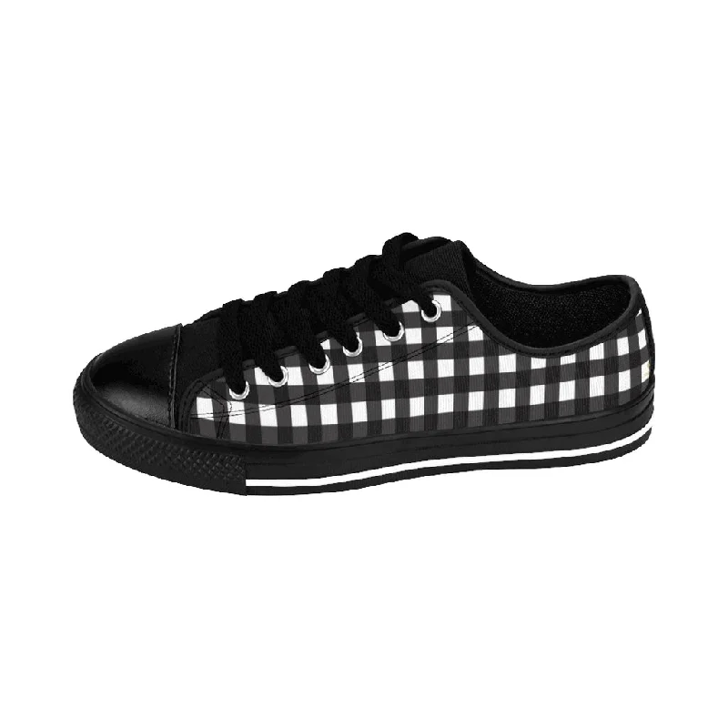 Athletic shoes with light uppersBlack White Plaid Men's Sneakers, Buffalo Plaid Preppy Low Top Shoes For Men (US Size: 7-14)