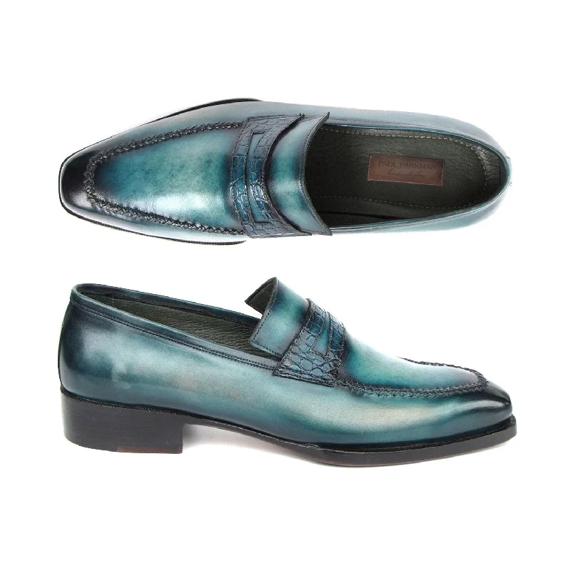 Loafers with high energyPaul Parkman 76944-TRQ Men's Shoes Turquoise Patina Leather Penny Loafers (PM6418)