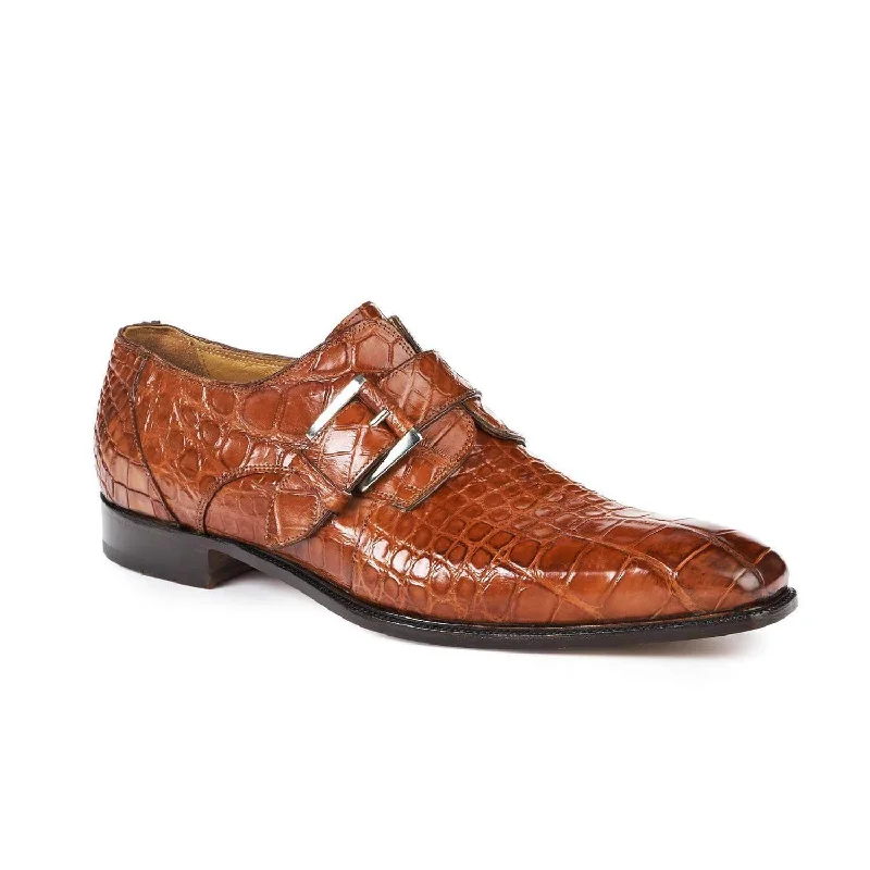 Loafers with breathable liningMauri 4853 Men's Designer Shoes Burnished Cognac Brown Alligator Loafers (MAS5003)