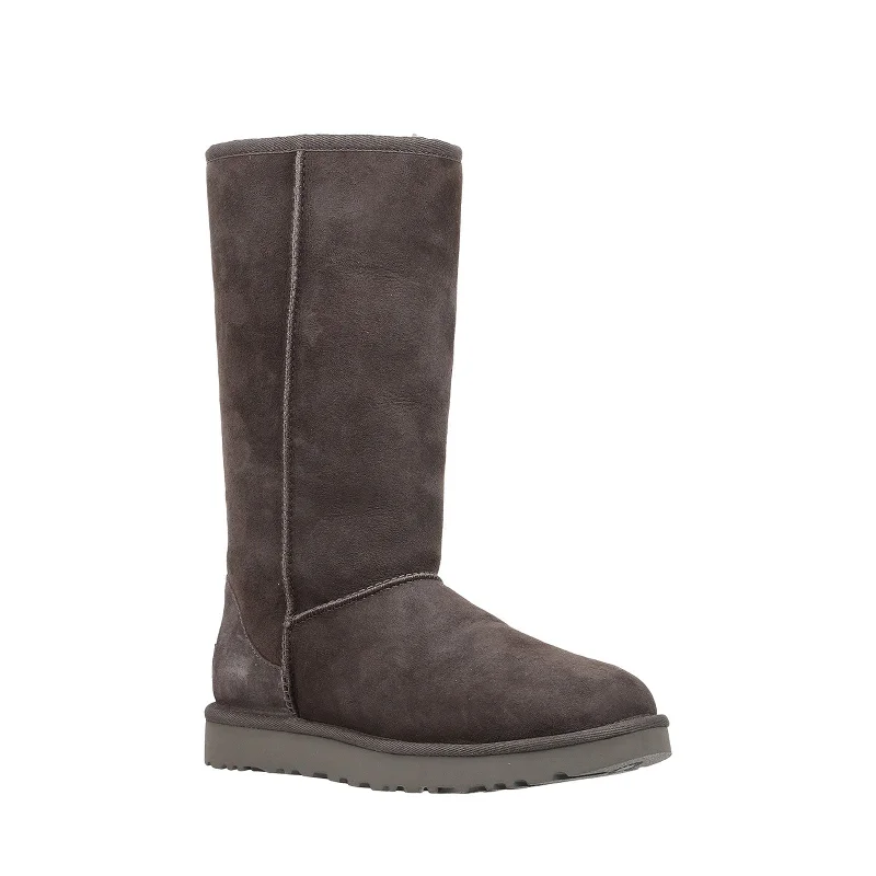 Boots with padded collars-Women's Shoes UGG CLASSIC TALL II Slip On Sheepskin Boots 1016224 GREY