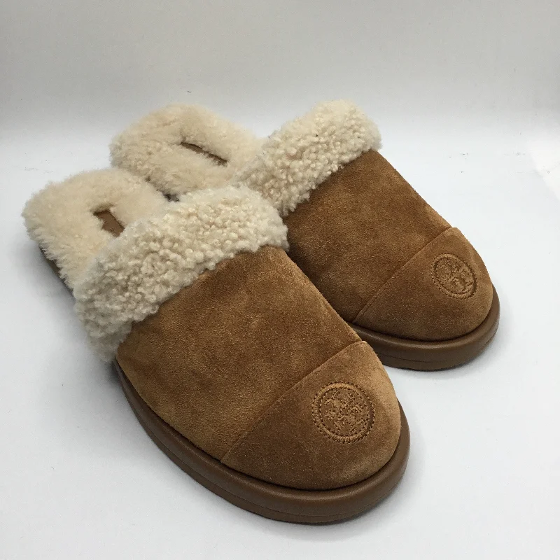 red slippers for warmth-Slippers By Tory Burch In Tan, Size 8