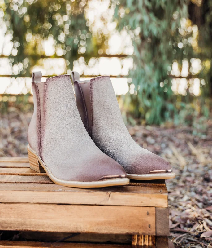 Boots with rugged heels-Wylie Suede Ankle Boot in Taupe