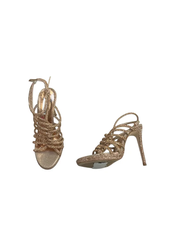 sandals with breathable soles-Sandals Heels Stiletto By Steve Madden In Gold, Size: 7.5