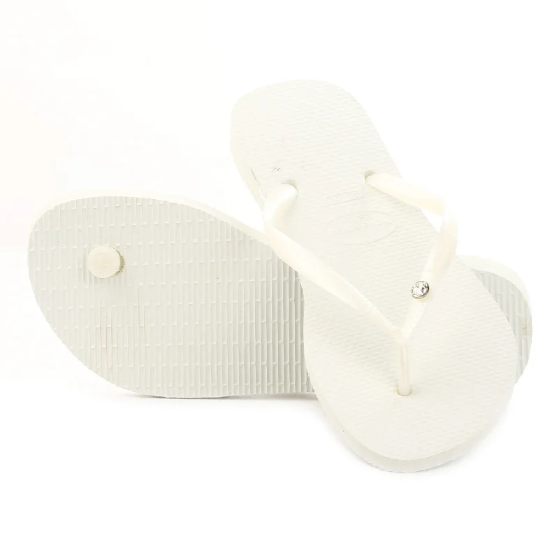 sandals with closed heels-Havaianas Slim Crystal Glamour Swarovski Thong Flip Flop Sandal - White - Womens