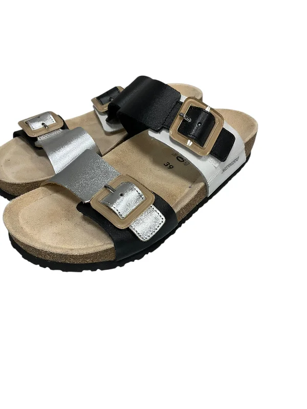 sandals near local markets-Sandals Flats By Clothes Mentor In Black & Silver, Size: 9