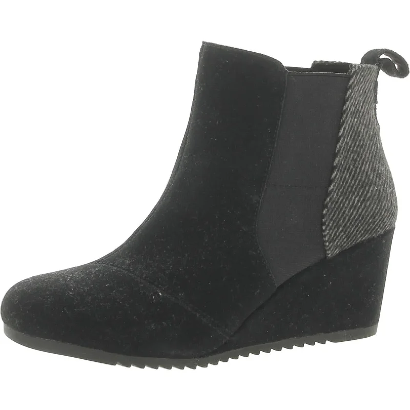 Boots for cool weather-Toms Womens Emery Cozy Leather Ankle Wedge Boots