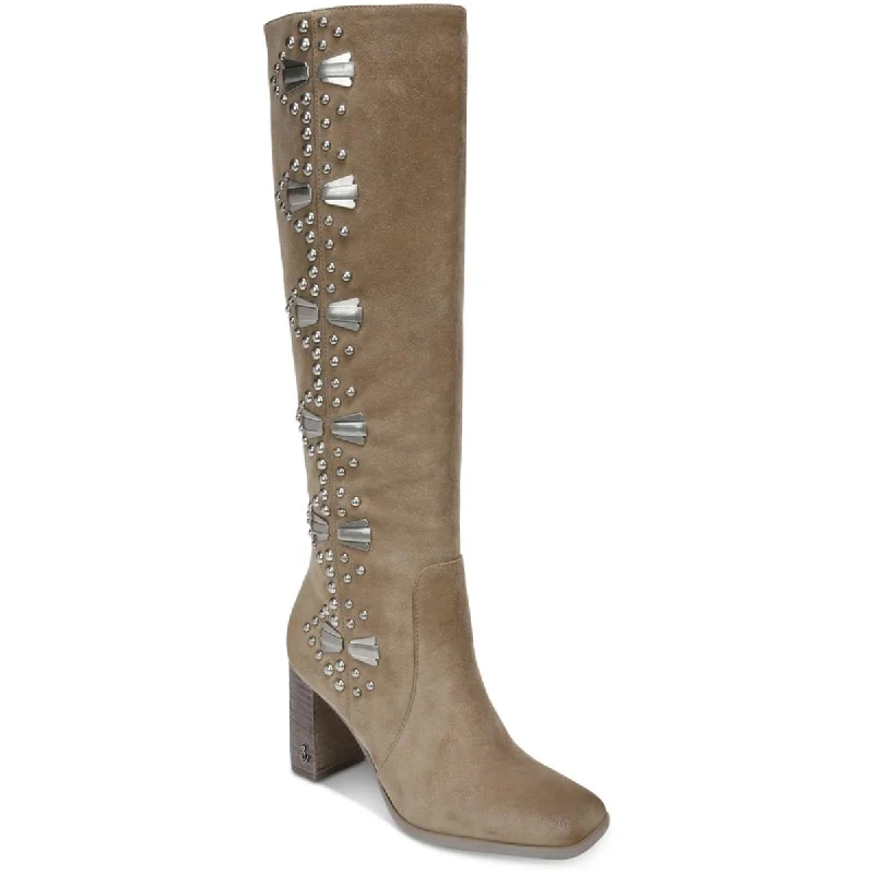 Boots for combat style-Sam Edelman Womens Oma Suede Embellished Knee-High Boots