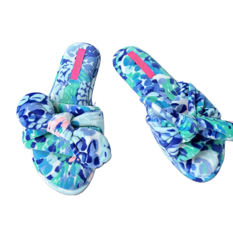 eco slippers pure vibe-Slippers Designer By Lilly Pulitzer In Blue, Size: 9-10