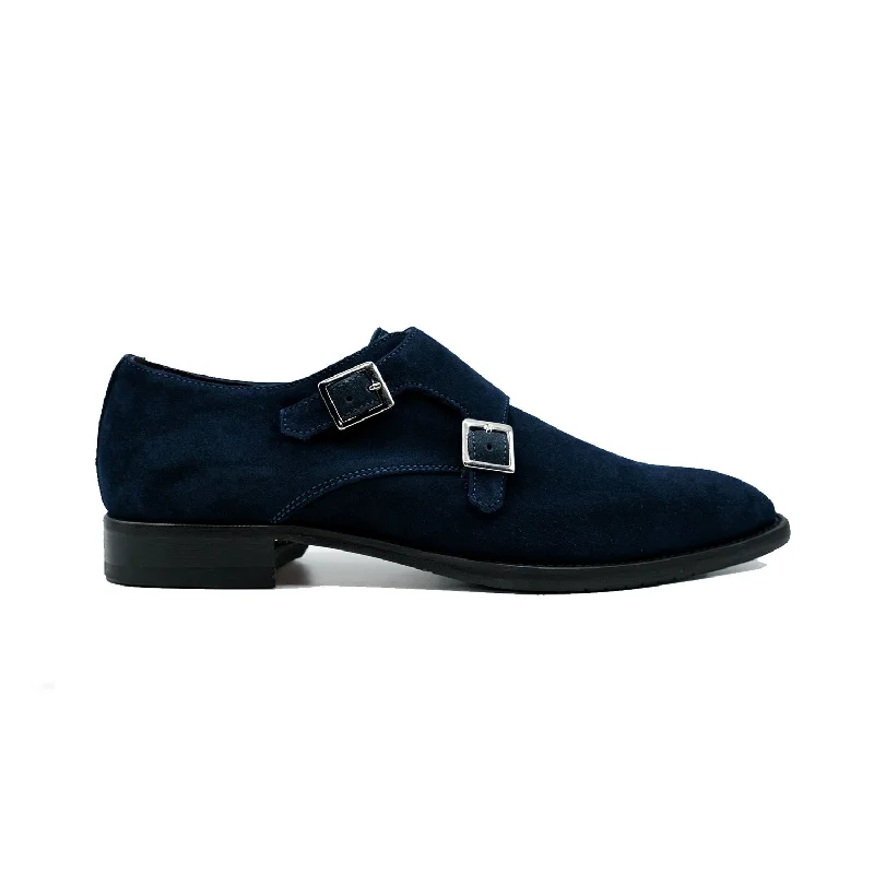 Loafers with tacky solesGiovacchini Francesco Men's Shoes Blue Suede Leather Double Monk-Straps Loafers (GVCN1008)