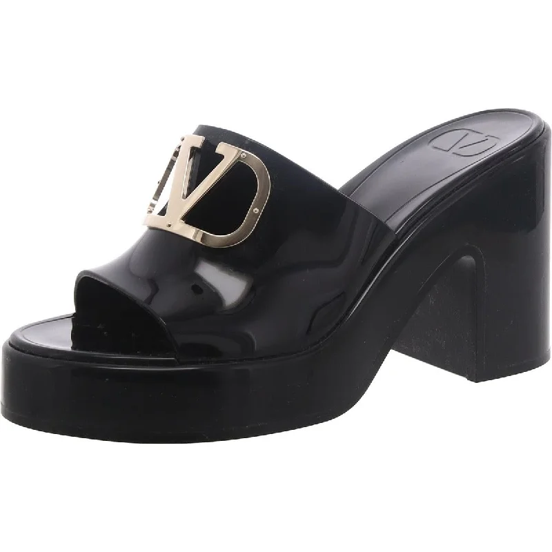 new sandals with padding-Valentino Garavani Womens Patent Slide On Mule Sandals