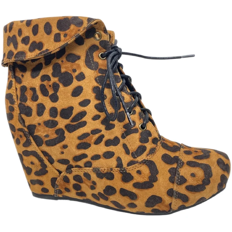 casual high heels flair-Shoes Heels Wedge By Bamboo In Animal Print, Size: 8.5