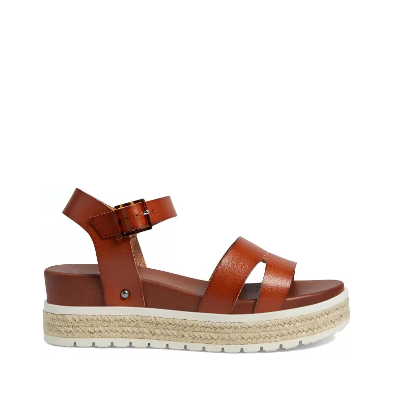 sandals for warm days-Women's Shoes MIA EVANA Platform Espadrille Wedge Sandals MH2326B COGNAC