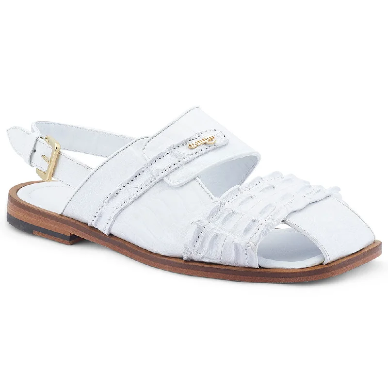 lightweight sandals for men-Mauri 5171 Bali Ostrich Leg / Hornback Sandals White