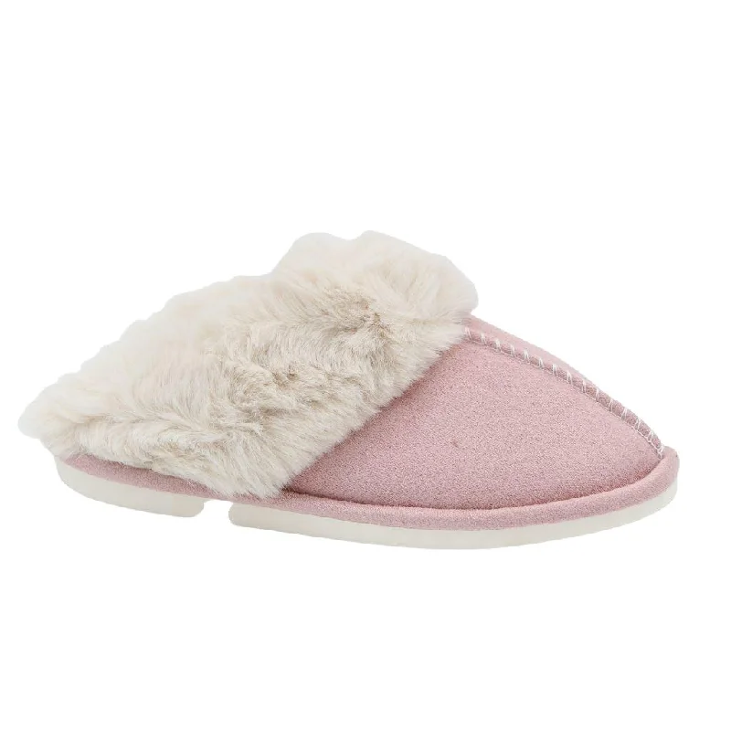 lightweight slippers for lightness-FABUCCI Pale Pink Faux Fur Lined Slippers