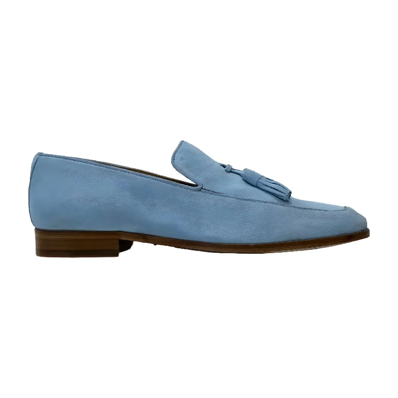 Loafers for high archesAmbrogio Men's Shoes Blue Suede Leather Tassels Loafers (AMZ1002)