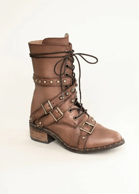 Boots with sturdy heels-Rowan Leather Combat Boot in Brown