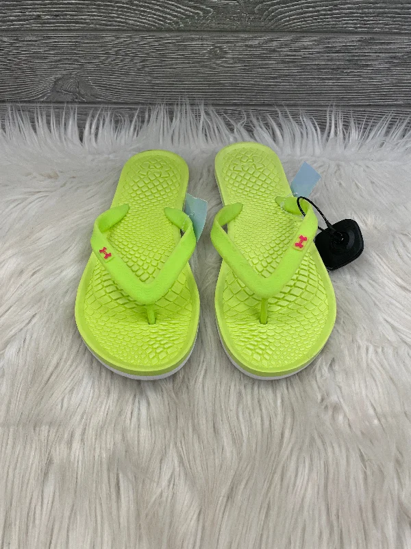 sandals with adjustable fit-Sandals Flip Flops By Under Armour In Green, Size: 7