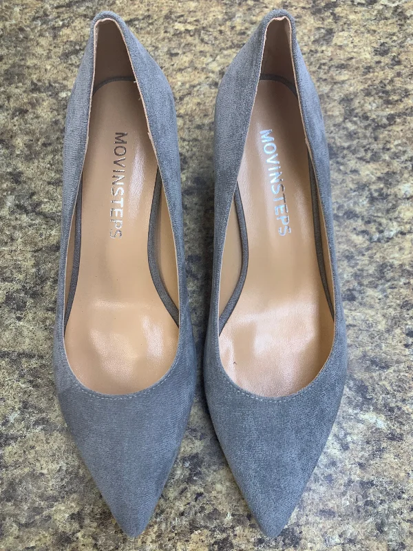 trendy high heels light-Shoes Heels Block By Clothes Mentor In Grey, Size: 6