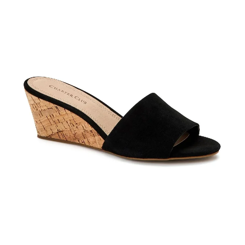 sandals near fashion stores-Charter Club Womens Nallahh Cork Slip On Wedge Sandals