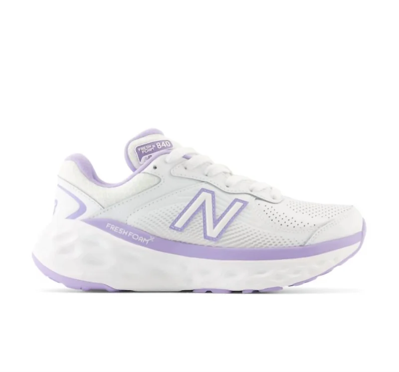 Women's Fresh Foam X 840 Shoes In White/lilac Glo