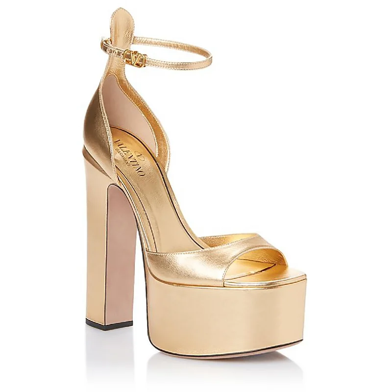 luxury sandals with comfort-Valentino Garavani Womens Leather Open Toe Platform Heels