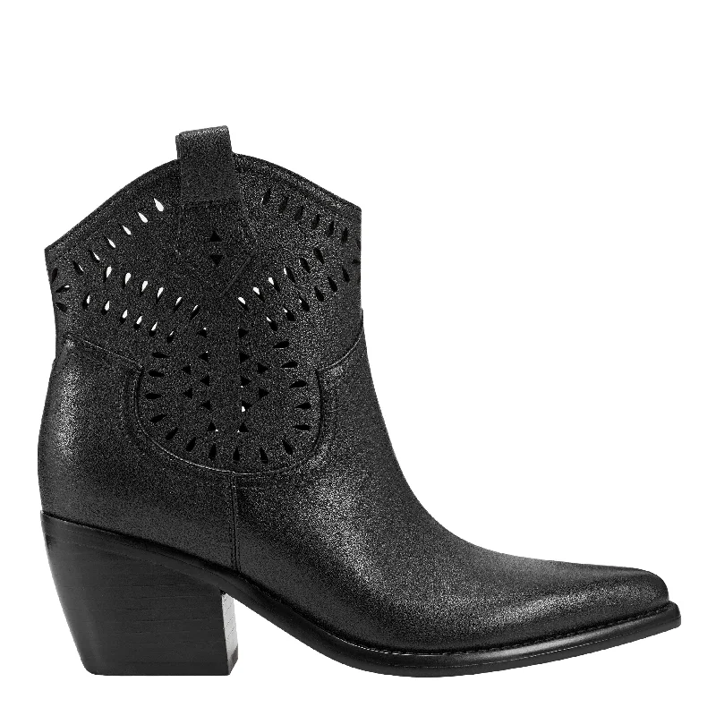 Boots for leg twist-Elyma Perferated Western Bootie