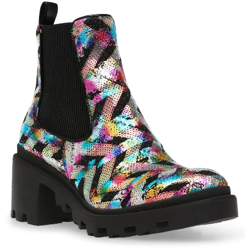 Boots for stylish hikes-Betsey Johnson Womens Rowann Sequined Metallic Chelsea Boots