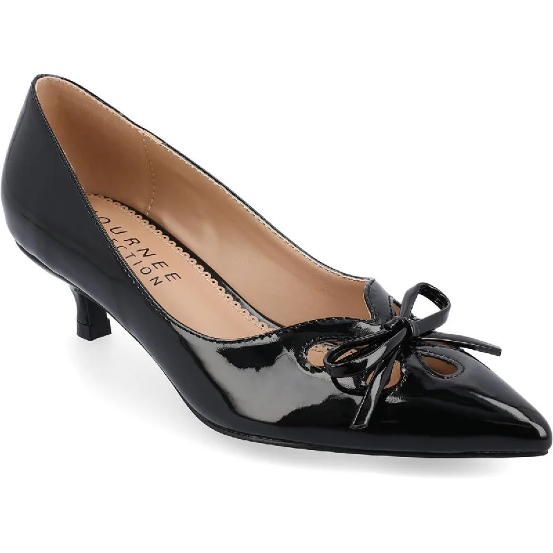 metallic high heels flair-Journee Collection Womens LUTANA Patent Leather Kitten Heel Pumps