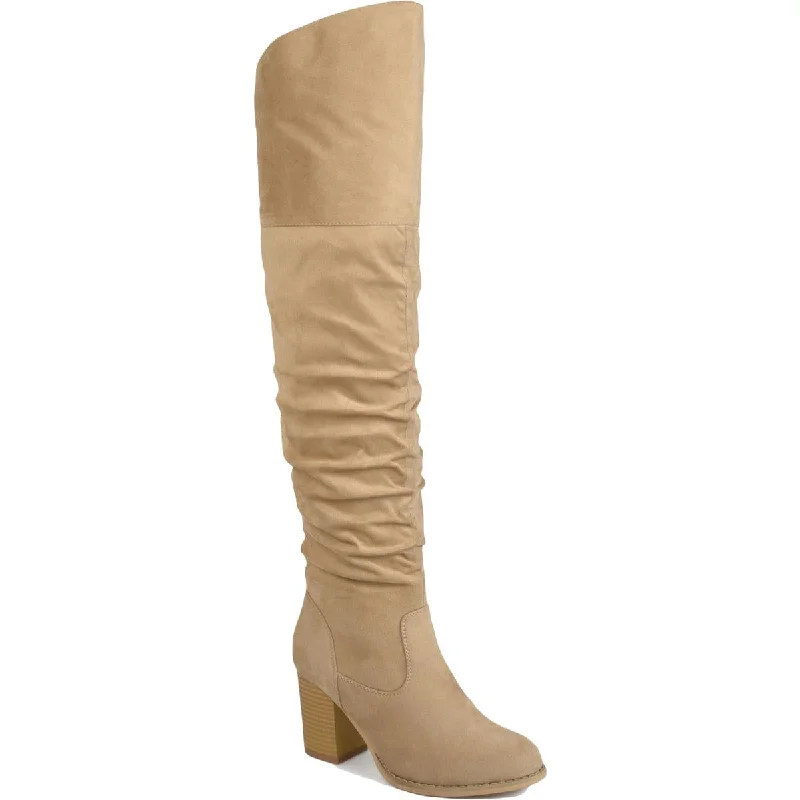 Boots under 100 dollars-Journee Collection Womens Kaison Faux Suede Over-The-Knee Boots