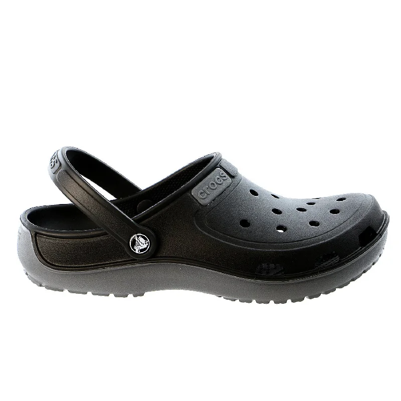 luxury sandals with sparkle-Crocs Duet Wave Clog Mule Sandal - Black/Charcoal - Mens